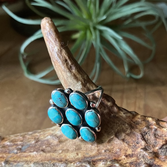 Sterling Silver Turquoise Ring Santa Fe Style Size 6 - Picture 10 of 15